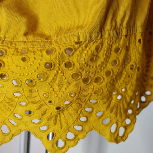 MADEWELL Yellow Eyelet Balcony Top size L - Picture 3 of 8